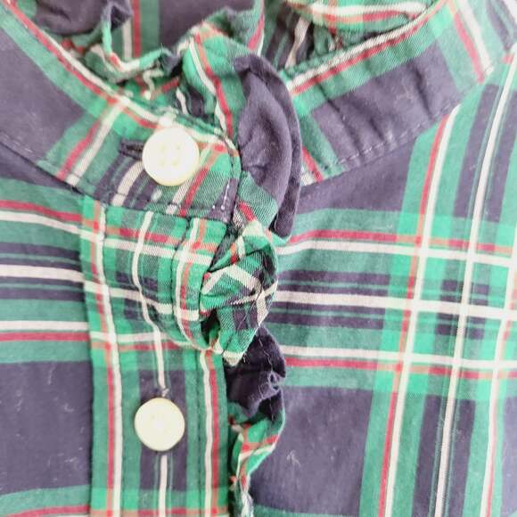 Talbots plaid ruffled button down size 8P - Picture 4 of 7